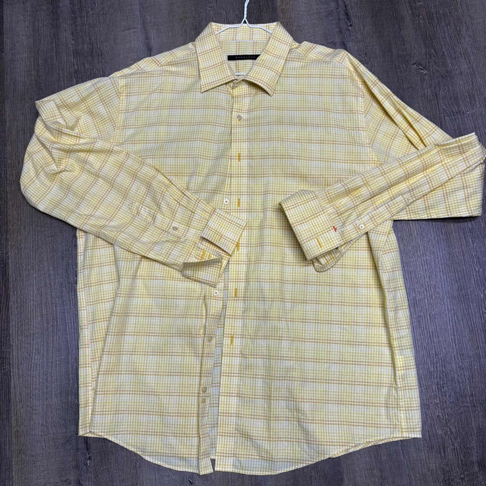 Sean John Vintage Yellow Plaid Men's Shirt